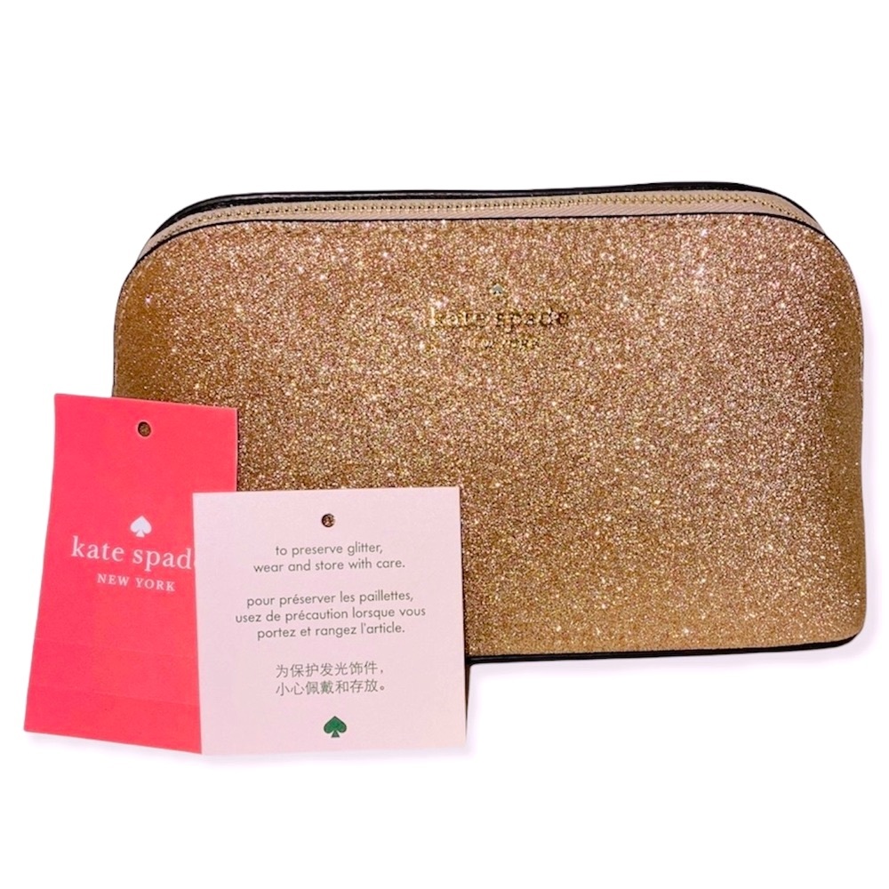 kate spade • Shimmy Glitter Rose Gold Small Cosmetic Case • All Occasions